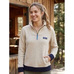 Patagonia Worn Wear Recycled Wool Fleece Pullover Sweater Beige Mens Womens Med